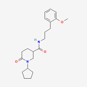 molecular formula C21H30N2O3 B3899429 1-cyclopentyl-N-[3-(2-methoxyphenyl)propyl]-6-oxo-3-piperidinecarboxamide 