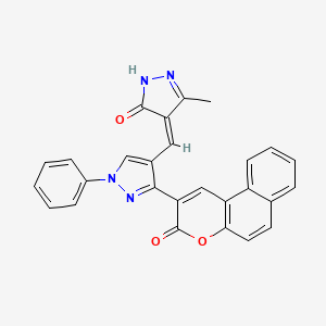 5-methyl-4-{[3-(3-oxo-3H-benzo[f]chromen-2-yl)-1-phenyl-1H-pyrazol-4-yl]methylene}-2,4-dihydro-3H-pyrazol-3-one