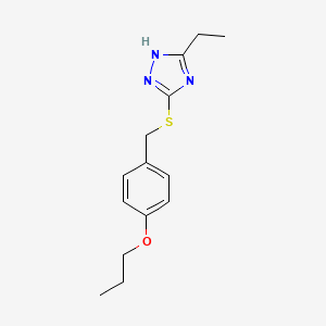 molecular formula C14H19N3OS B3899556 3-ethyl-5-[(4-propoxybenzyl)thio]-4H-1,2,4-triazole 