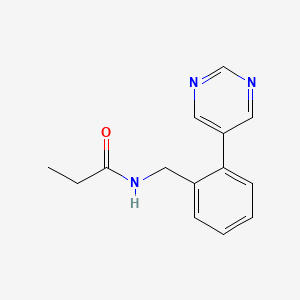 molecular formula C14H15N3O B3899596 N-[(2-pyrimidin-5-ylphenyl)methyl]propanamide 