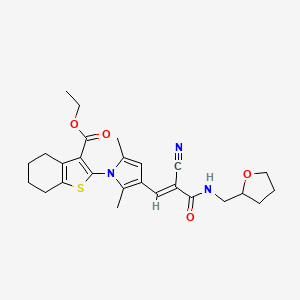 ethyl 2-(3-{2-cyano-3-oxo-3-[(tetrahydro-2-furanylmethyl)amino]-1-propen-1-yl}-2,5-dimethyl-1H-pyrrol-1-yl)-4,5,6,7-tetrahydro-1-benzothiophene-3-carboxylate