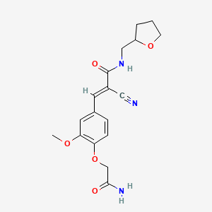 molecular formula C18H21N3O5 B3899649 (2E)-3-[4-(2-amino-2-oxoethoxy)-3-methoxyphenyl]-2-cyano-N-(tetrahydrofuran-2-ylmethyl)prop-2-enamide 