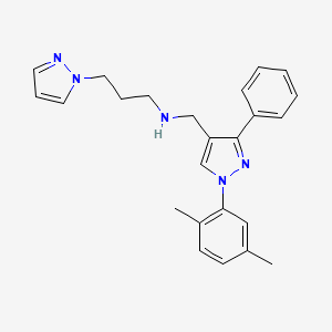 molecular formula C24H27N5 B3899662 N-{[1-(2,5-dimethylphenyl)-3-phenyl-1H-pyrazol-4-yl]methyl}-3-(1H-pyrazol-1-yl)-1-propanamine 