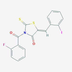 molecular formula C17H9FINO2S2 B389967 (5Z)-3-(2-fluorobenzoyl)-5-[(2-iodophenyl)methylidene]-2-sulfanylidene-1,3-thiazolidin-4-one 