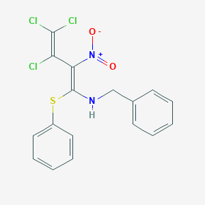 molecular formula C17H13Cl3N2O2S B389982 N-benzyl-3,4,4-trichloro-2-nitro-1-(phenylsulfanyl)-1,3-butadien-1-amine 