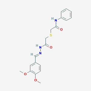 2-({2-[2-(3,4-dimethoxybenzylidene)hydrazino]-2-oxoethyl}thio)-N-phenylacetamide