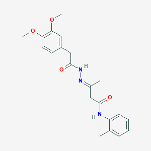 molecular formula C21H25N3O4 B3899973 3-{[(3,4-dimethoxyphenyl)acetyl]hydrazono}-N-(2-methylphenyl)butanamide 