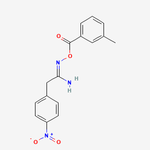 molecular formula C16H15N3O4 B3900003 N'-[(3-methylbenzoyl)oxy]-2-(4-nitrophenyl)ethanimidamide 