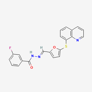 molecular formula C21H14FN3O2S B3900026 3-fluoro-N'-{[5-(8-quinolinylthio)-2-furyl]methylene}benzohydrazide 