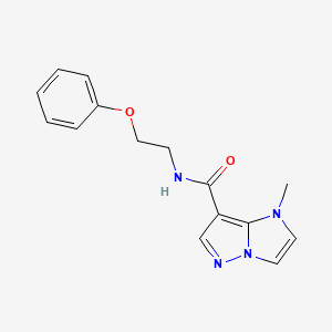 molecular formula C15H16N4O2 B3900073 1-methyl-N-(2-phenoxyethyl)-1H-imidazo[1,2-b]pyrazole-7-carboxamide 