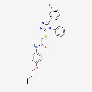 molecular formula C26H25FN4O2S B3900101 N-(4-butoxyphenyl)-2-{[5-(3-fluorophenyl)-4-phenyl-4H-1,2,4-triazol-3-yl]thio}acetamide 