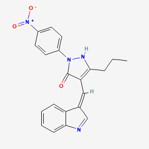 molecular formula C21H18N4O3 B3900203 4-(1H-indol-3-ylmethylene)-2-(4-nitrophenyl)-5-propyl-2,4-dihydro-3H-pyrazol-3-one 