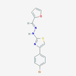 molecular formula C14H10BrN3OS B390022 (E)-4-(4-bromophenyl)-2-((E)-(furan-2-ylmethylene)hydrazono)-2,3-dihydrothiazole CAS No. 307325-10-6