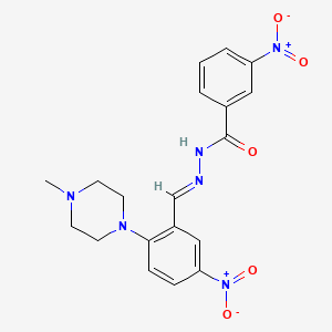 molecular formula C19H20N6O5 B3900261 N'-[2-(4-methyl-1-piperazinyl)-5-nitrobenzylidene]-3-nitrobenzohydrazide 