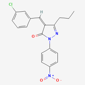 molecular formula C19H16ClN3O3 B3900334 4-(3-chlorobenzylidene)-2-(4-nitrophenyl)-5-propyl-2,4-dihydro-3H-pyrazol-3-one 