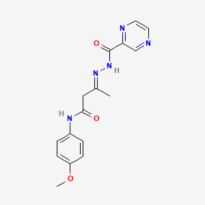 N-(4-methoxyphenyl)-3-[(2-pyrazinylcarbonyl)hydrazono]butanamide