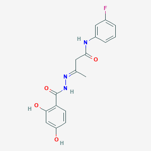 molecular formula C17H16FN3O4 B3900392 3-[(2,4-dihydroxybenzoyl)hydrazono]-N-(3-fluorophenyl)butanamide 