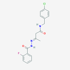 N-(4-chlorobenzyl)-3-[(2-fluorobenzoyl)hydrazono]butanamide