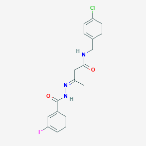 molecular formula C18H17ClIN3O2 B390051 N-(4-chlorobenzyl)-3-[(3-iodobenzoyl)hydrazono]butanamide 