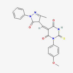 1-(4-methoxyphenyl)-5-[(3-methyl-5-oxo-1-phenyl-4,5-dihydro-1H-pyrazol-4-yl)methylene]-2-thioxodihydro-4,6(1H,5H)-pyrimidinedione