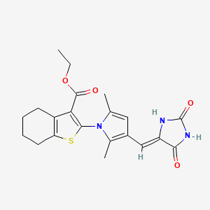 ethyl 2-{3-[(2,5-dioxo-4-imidazolidinylidene)methyl]-2,5-dimethyl-1H-pyrrol-1-yl}-4,5,6,7-tetrahydro-1-benzothiophene-3-carboxylate