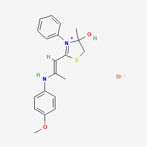 molecular formula C20H23BrN2O2S B3900550 4-hydroxy-2-{2-[(4-methoxyphenyl)amino]-1-propen-1-yl}-4-methyl-3-phenyl-4,5-dihydro-1,3-thiazol-3-ium bromide 