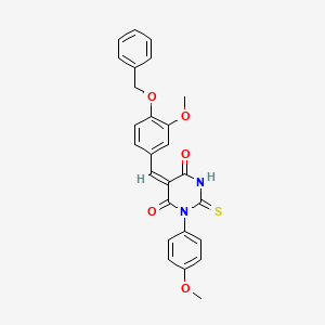 molecular formula C26H22N2O5S B3900559 5-[4-(benzyloxy)-3-methoxybenzylidene]-1-(4-methoxyphenyl)-2-thioxodihydro-4,6(1H,5H)-pyrimidinedione 