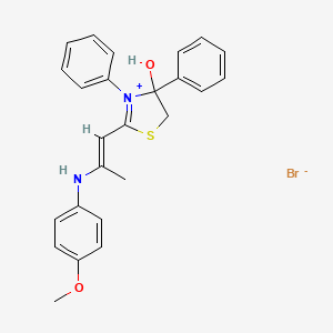 4-hydroxy-2-{2-[(4-methoxyphenyl)amino]-1-propen-1-yl}-3,4-diphenyl-4,5-dihydro-1,3-thiazol-3-ium bromide