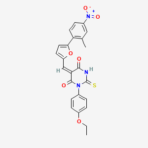 molecular formula C24H19N3O6S B3900597 1-(4-ethoxyphenyl)-5-{[5-(2-methyl-4-nitrophenyl)-2-furyl]methylene}-2-thioxodihydro-4,6(1H,5H)-pyrimidinedione 