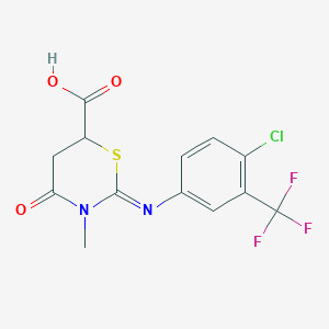 2-{[4-chloro-3-(trifluoromethyl)phenyl]imino}-3-methyl-4-oxo-1,3-thiazinane-6-carboxylic acid