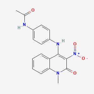 molecular formula C18H16N4O4 B3900663 N-{4-[(1-methyl-3-nitro-2-oxo-1,2-dihydro-4-quinolinyl)amino]phenyl}acetamide 