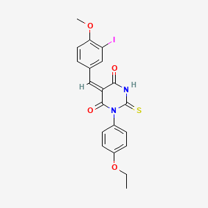 (5E)-1-(4-ethoxyphenyl)-5-[(3-iodo-4-methoxyphenyl)methylidene]-2-sulfanylidene-1,3-diazinane-4,6-dione