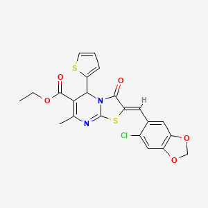 ethyl (2Z)-2-[(6-chloro-1,3-benzodioxol-5-yl)methylidene]-7-methyl-3-oxo-5-(thiophen-2-yl)-2,3-dihydro-5H-[1,3]thiazolo[3,2-a]pyrimidine-6-carboxylate