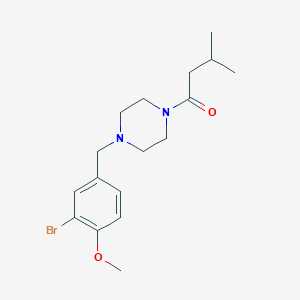 molecular formula C17H25BrN2O2 B3900704 1-[4-(3-BROMO-4-METHOXYBENZYL)PIPERAZINO]-3-METHYL-1-BUTANONE 