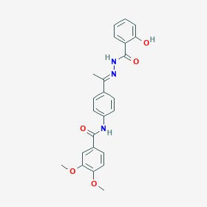 N-{4-[(1E)-1-{2-[(2-hydroxyphenyl)carbonyl]hydrazinylidene}ethyl]phenyl}-3,4-dimethoxybenzamide