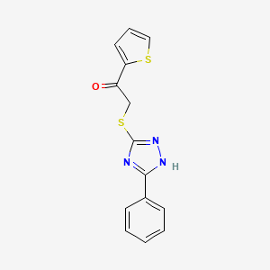 molecular formula C14H11N3OS2 B3900720 2-[(5-phenyl-4H-1,2,4-triazol-3-yl)thio]-1-(2-thienyl)ethanone 