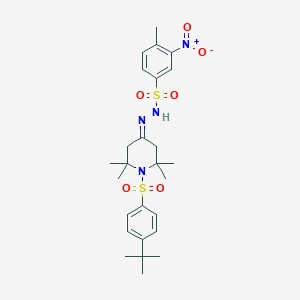 molecular formula C26H36N4O6S2 B390073 N'-{1-[(4-tert-butylphenyl)sulfonyl]-2,2,6,6-tetramethyl-4-piperidinylidene}-3-nitro-4-methylbenzenesulfonohydrazide 