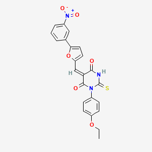 molecular formula C23H17N3O6S B3900734 1-(4-ethoxyphenyl)-5-{[5-(3-nitrophenyl)-2-furyl]methylene}-2-thioxodihydro-4,6(1H,5H)-pyrimidinedione 