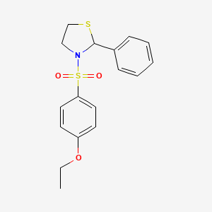 molecular formula C17H19NO3S2 B3900747 3-(4-ETHOXYBENZENESULFONYL)-2-PHENYL-1,3-THIAZOLIDINE 