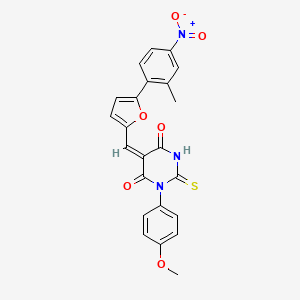 molecular formula C23H17N3O6S B3900773 (5E)-1-(4-methoxyphenyl)-5-[[5-(2-methyl-4-nitrophenyl)furan-2-yl]methylidene]-2-sulfanylidene-1,3-diazinane-4,6-dione 