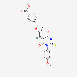 4-[5-[(E)-[1-(4-ethoxyphenyl)-4,6-dioxo-2-sulfanylidene-1,3-diazinan-5-ylidene]methyl]furan-2-yl]benzoic acid