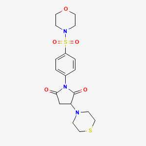 molecular formula C18H23N3O5S2 B3900784 1-(4-Morpholin-4-ylsulfonylphenyl)-3-thiomorpholin-4-ylpyrrolidine-2,5-dione 