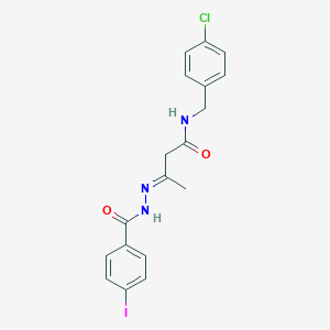 molecular formula C18H17ClIN3O2 B390080 N-(4-chlorobenzyl)-3-[(4-iodobenzoyl)hydrazono]butanamide 