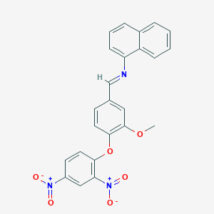 molecular formula C24H17N3O6 B390084 N-[4-(2,4-dinitrophenoxy)-3-methoxybenzylidene]-1-naphthalenamine 