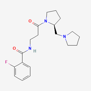 molecular formula C19H26FN3O2 B3900843 2-fluoro-N-{3-oxo-3-[(2S)-2-(pyrrolidin-1-ylmethyl)pyrrolidin-1-yl]propyl}benzamide 