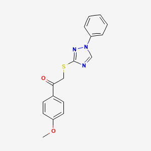 molecular formula C17H15N3O2S B3900846 1-(4-methoxyphenyl)-2-[(1-phenyl-1H-1,2,4-triazol-3-yl)thio]ethanone 