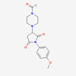 molecular formula C16H19N3O4 B3900847 4-[1-(4-Methoxyphenyl)-2,5-dioxopyrrolidin-3-yl]piperazine-1-carbaldehyde 