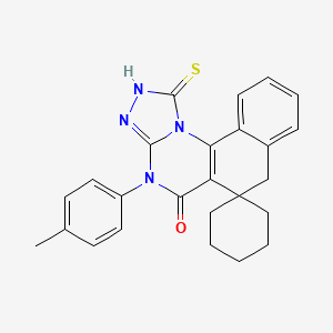 molecular formula C25H24N4OS B3900866 1-mercapto-4-(4-methylphenyl)-4H-spiro[benzo[h][1,2,4]triazolo[4,3-a]quinazoline-6,1'-cyclohexan]-5(7H)-one 