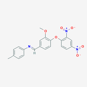 molecular formula C21H17N3O6 B390087 N-[4-(2,4-dinitrophenoxy)-3-methoxybenzylidene]-4-methylaniline 