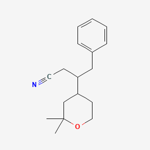 3-(2,2-Dimethyloxan-4-yl)-4-phenylbutanenitrile